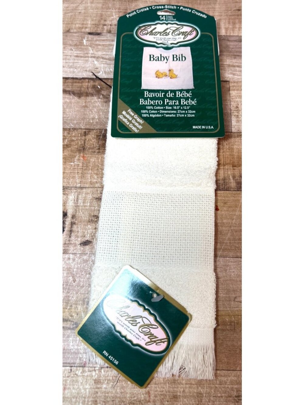 Charles Craft Baby Bib Cross-Stitch 14-Count Includes Free Graph Made In USA